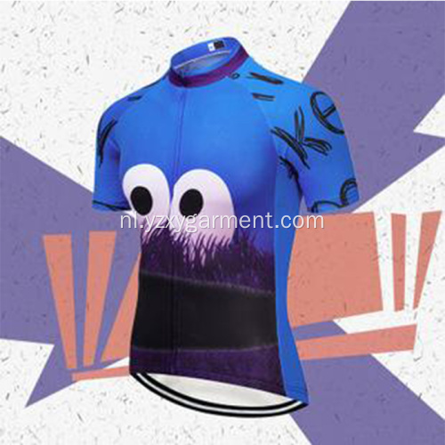 Blauw ademend jack fietsshirt